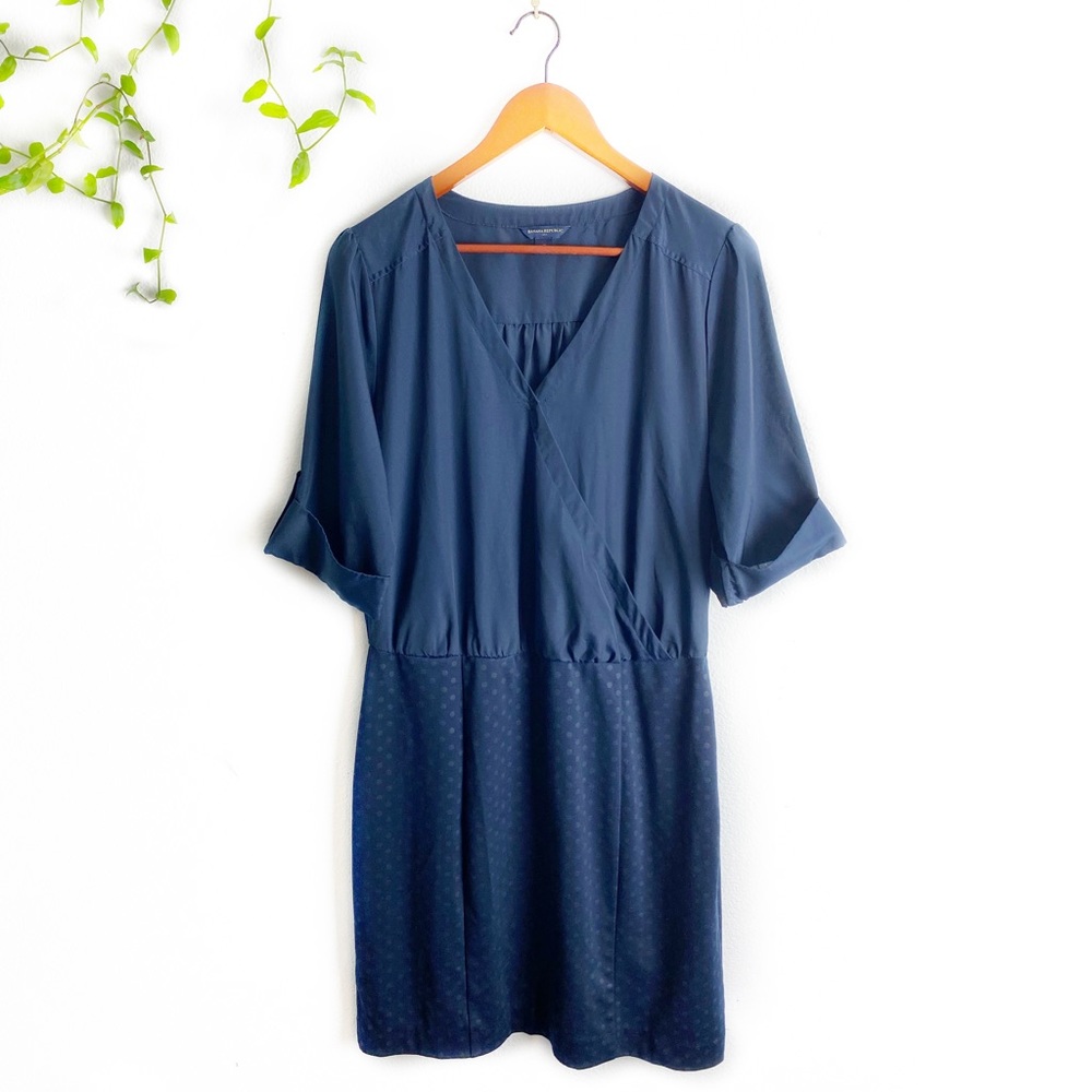 Banana Republic Navy Blue Dress with Polka Dots
